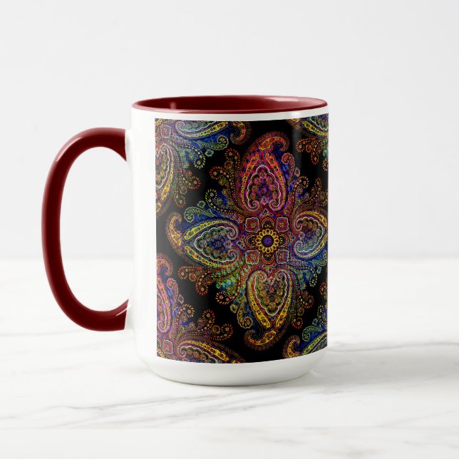 Multicilored Paisley on Black Background Mugg (Vänster)