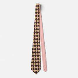 Multicolor Argyle halsduk – Grön Rosa Brun Diamant Slips