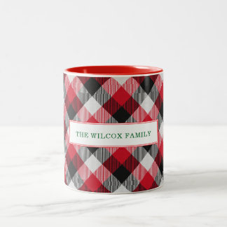 Multicolor Buffalo Rutig God Jul Två-Tonad Mugg