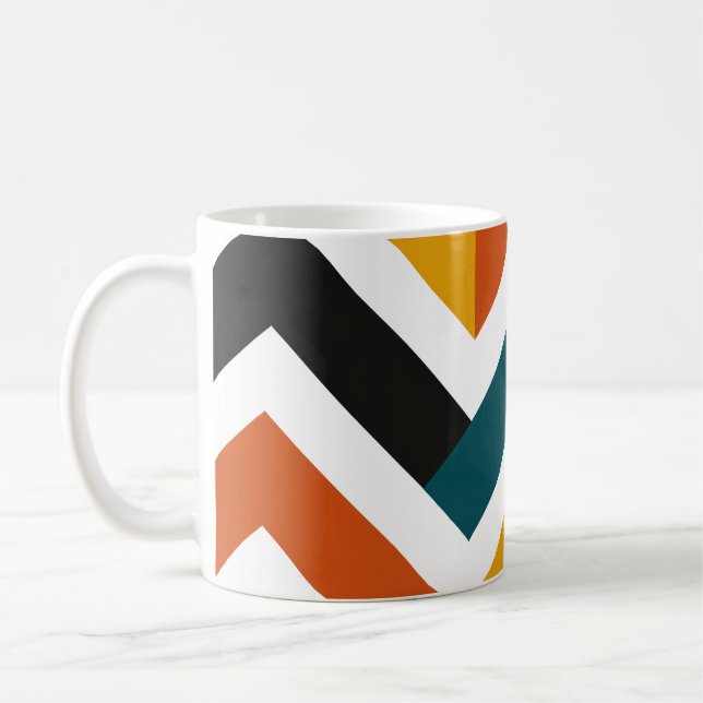 Multicolor Chevron Geometric Pattern Kaffemugg (Vänster)
