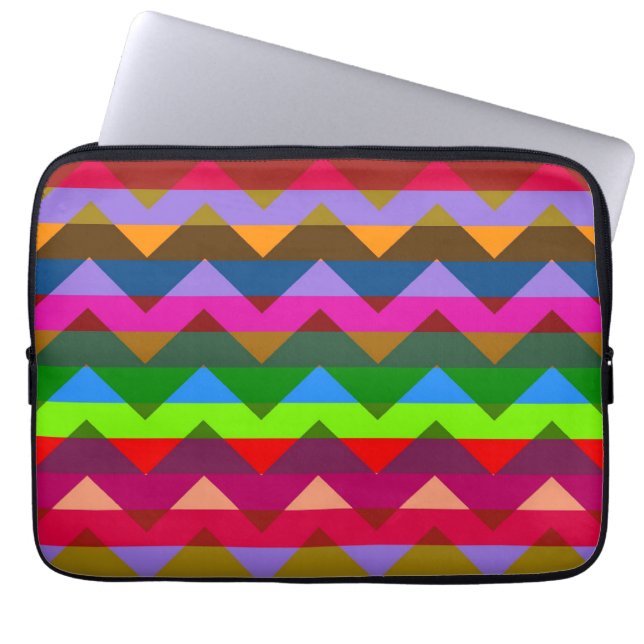 Multicolor Chevron Sicksack Stripmönster 6 Laptop Fodral (Framsidan)