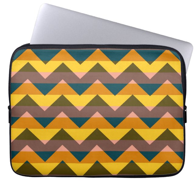 Multicolor Chevron Zigzag Randigt Mönster 18 Laptop Sleeve (Framsidan)