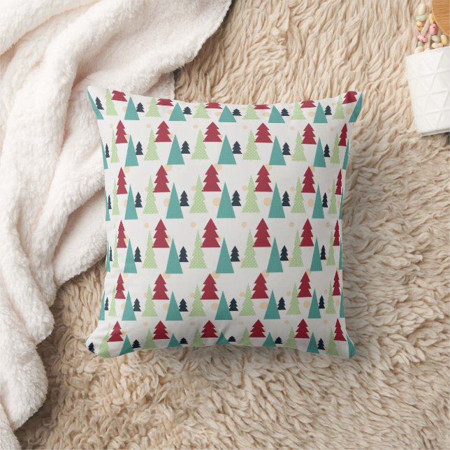 Multicolor Christmas Trees Pattern Kudde (Filt)