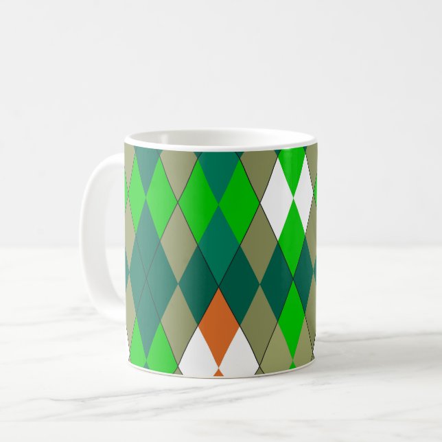 Multicolor geometric pattern rhombuses minimalism kaffemugg (Framsida vänster)
