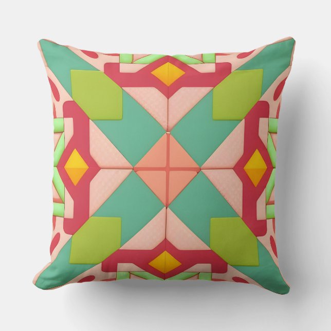 Multicolor Geometrisk Diamant Abstrakt Kudde (Framsida)