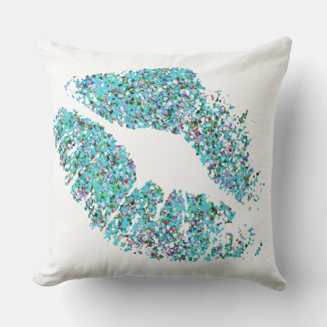 Multicolor Grit Glitter Läppar #13 Kudde (Framsida)