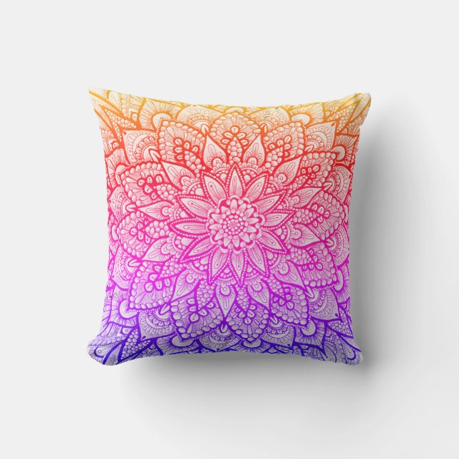 Multicolor Mandala Design Original Konst  Kudde (Framsida)