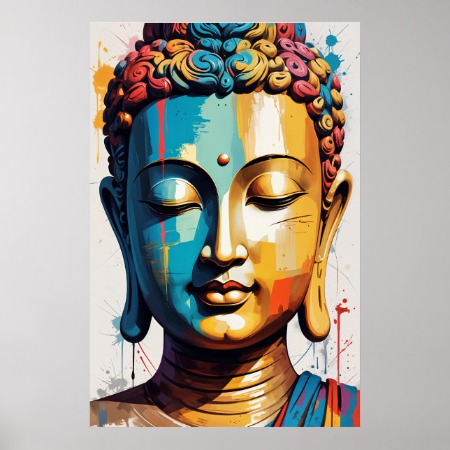 Multicolor Modern Konst Buddha Poster (Framsidan)