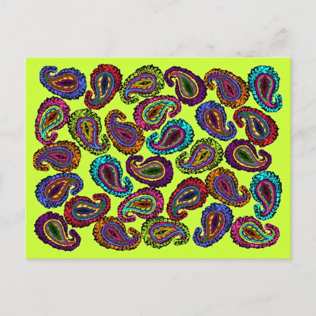 Multicolor paisley vykort (Framsida)