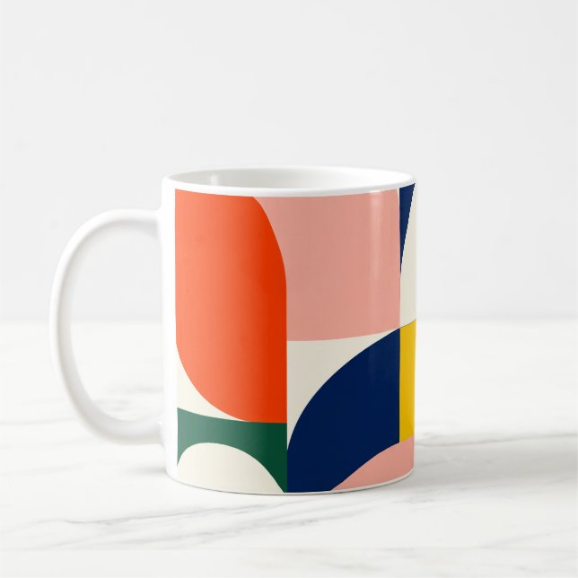 Multicolor Rounded Geometric Composition Kaffemugg (Vänster)