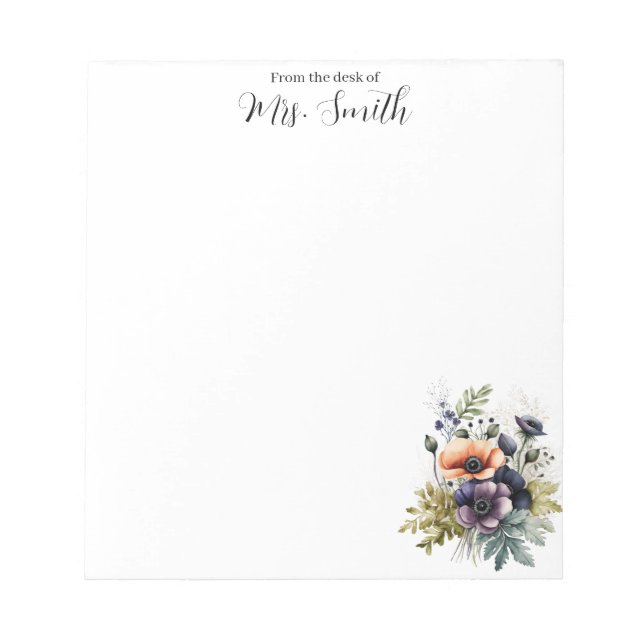 Multicolor Sweet Floral Teacher Notepad Anteckningsblock (Framsida)
