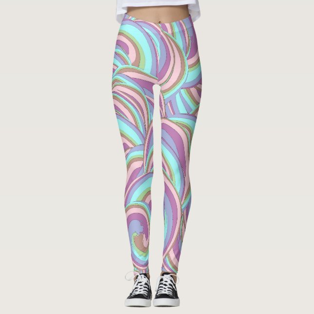 Multicolor Swirls Pattern Leggings (Framsida)