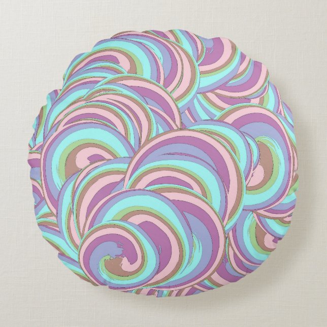 Multicolor Swirls Pattern Rund Kudde (Framsidan)
