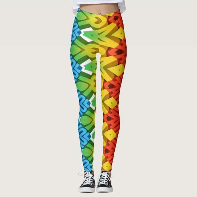 Multicolor zigzag pattern "Ratti_Creative_Arts" L Leggings (Framsida)