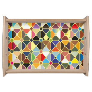 Multicolore-geometriskt mönster med oktonformer frukostbricka