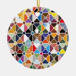 Multicolore-geometriskt mönster med oktonformer julgransprydnad keramik