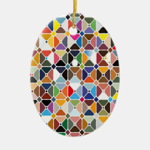 Multicolore-geometriskt mönster med oktonformer julgransprydnad keramik