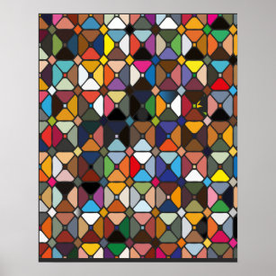 Multicolore-geometriskt mönster med oktonformer poster