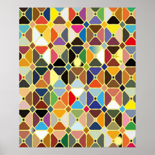 Multicolore-geometriskt mönster med oktonformer poster
