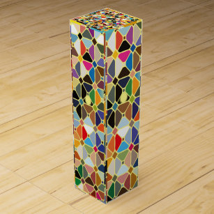 Multicolore-geometriskt mönster med oktonformer presentask för vinflaska