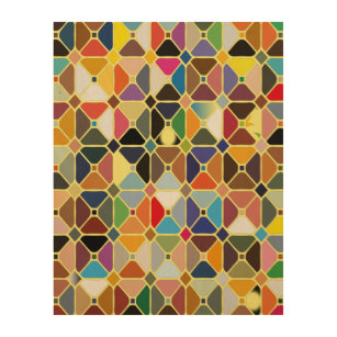 Multicolore-geometriskt mönster med oktonformer trätavla