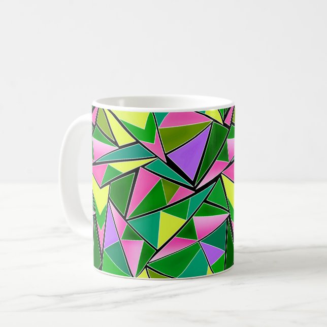 Multicolored bright neon geometric pattern kaffemugg (Framsida vänster)