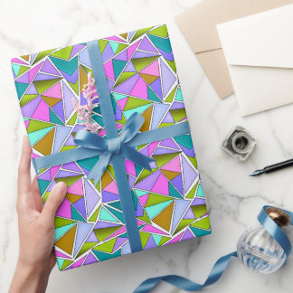 Multicolored bright neon geometric pattern  presentpapper