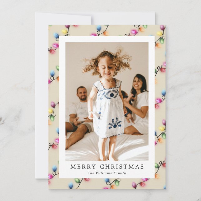 Multicolored Christmas Lights Photo Julkort (Framsida)