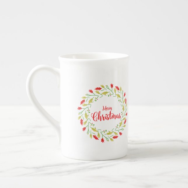 Multicolored Christmas Wreath Benporslin Mugg (Vänster)