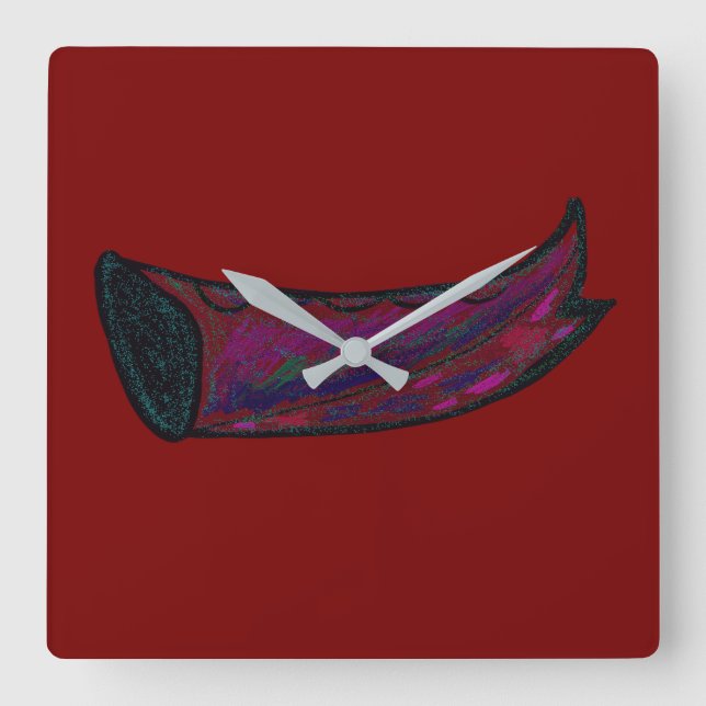 Multicolored Fishtail Square Wall Clock Fyrkantig Klocka (Framsida)