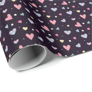 Multicolored Hearts Pattern Presentpapper