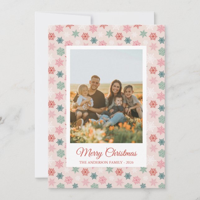 Multicolored snowflake pattern – winter christmas julkort (Framsida)