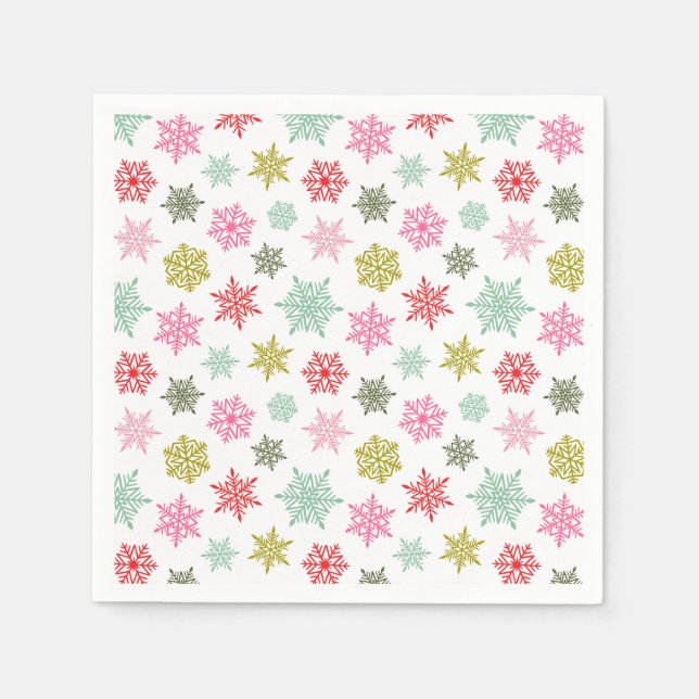 Multicolored snowflake pattern – winter christmas pappersservett (Framsidan)
