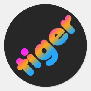 MULTICOLOUR RETRO TIGER för COREY-TIGER80-tal Runt Klistermärke