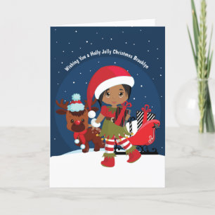 Multicultural Girl Elf Helgdag Card Helgkort