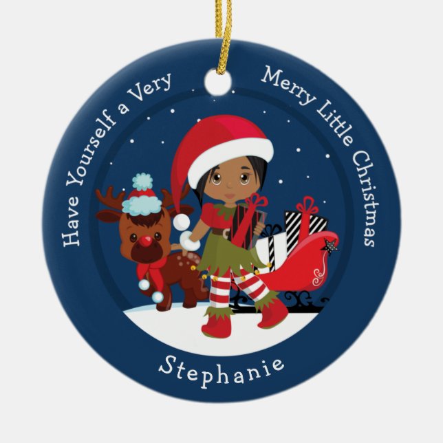 Multicultural Girl Elf Julgransprydnad Keramik (Framsidan)