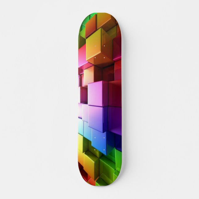 Multifärgad 3d-kubdesign mini skateboard bräda 18,5 cm (Framsida)