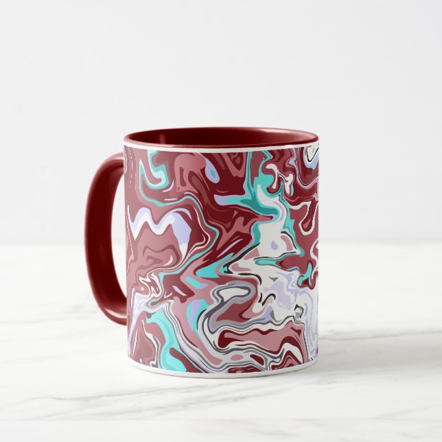 Multifärgad Abstrakt Fluid Marble Design Mugg (Framsida vänster)