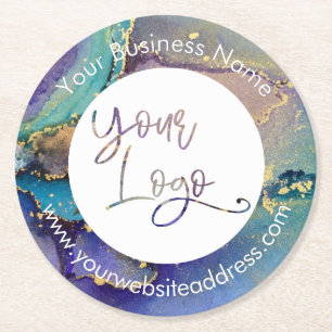 Multifärgad Abstrakt i flytande Guld är en bild av Underlägg Papper Rund