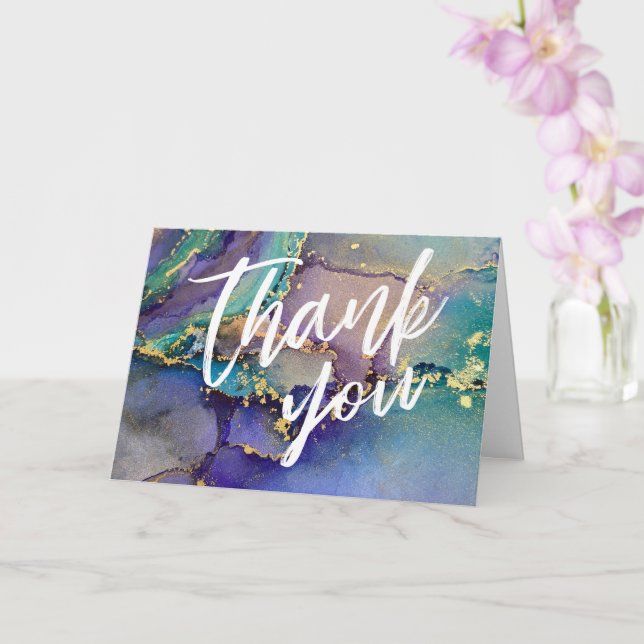 Multifärgad Abstrakt i flytande Guld Art Avslappna Kort (Orkide)