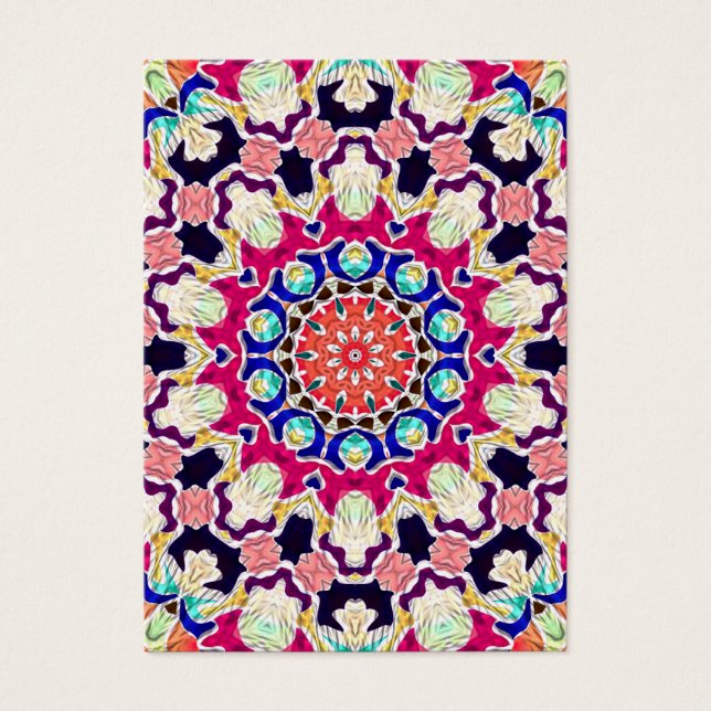 Multifärgad Abstrakt Kaleidoscope Mandala Visitkort (Framsidan)