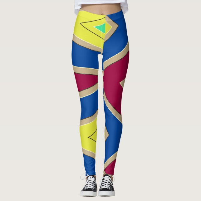 Multifärgad abstrakt mönster "Ratti_Kreativ_Arts" Leggings (Framsida)
