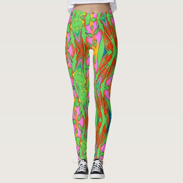 Multifärgad abstrakt mönster "Ratti_Kreativ_Arts" Leggings (Framsida)