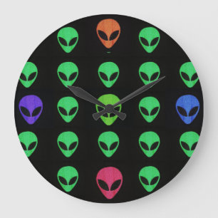 Multifärgad Alien Ansikte Wall Clock Stor Klocka