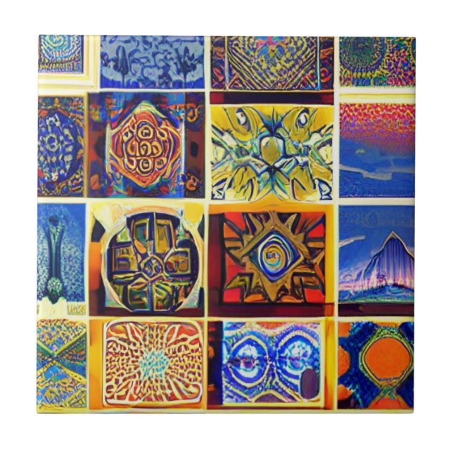 Multifärgad av marockansk mosaik abstrakt art kakelplatta (Framsidan)