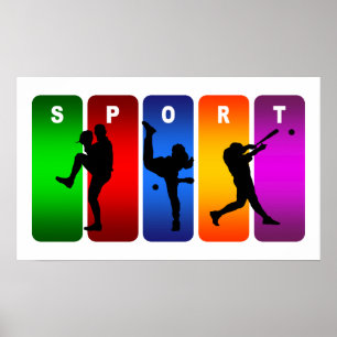 Multifärgad Baseball Emblem Poster