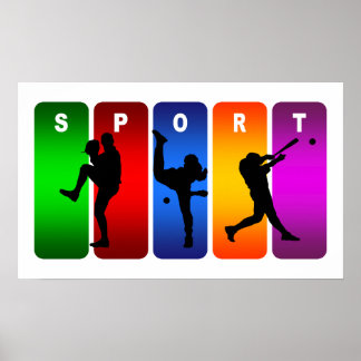 Multifärgad Baseball Emblem Poster