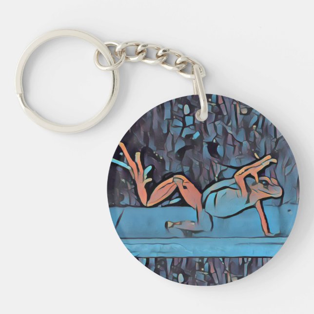 Multifärgad Blå cirkel i grovnyckelkedjan (Framsidan)