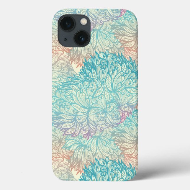 Multifärgad Blommigt Doodle Mönster (Baksida)
