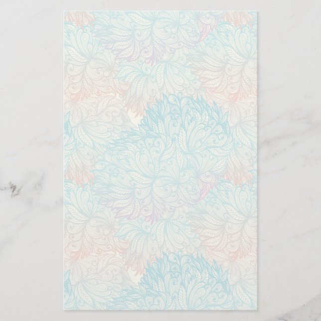Multifärgad Blommigt Doodle Mönster Brevpapper (Framsida)